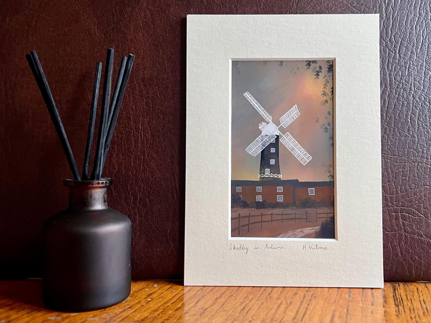Skidby Windmill Art Print – Small Home Accent with Autumn Sunset Illustration