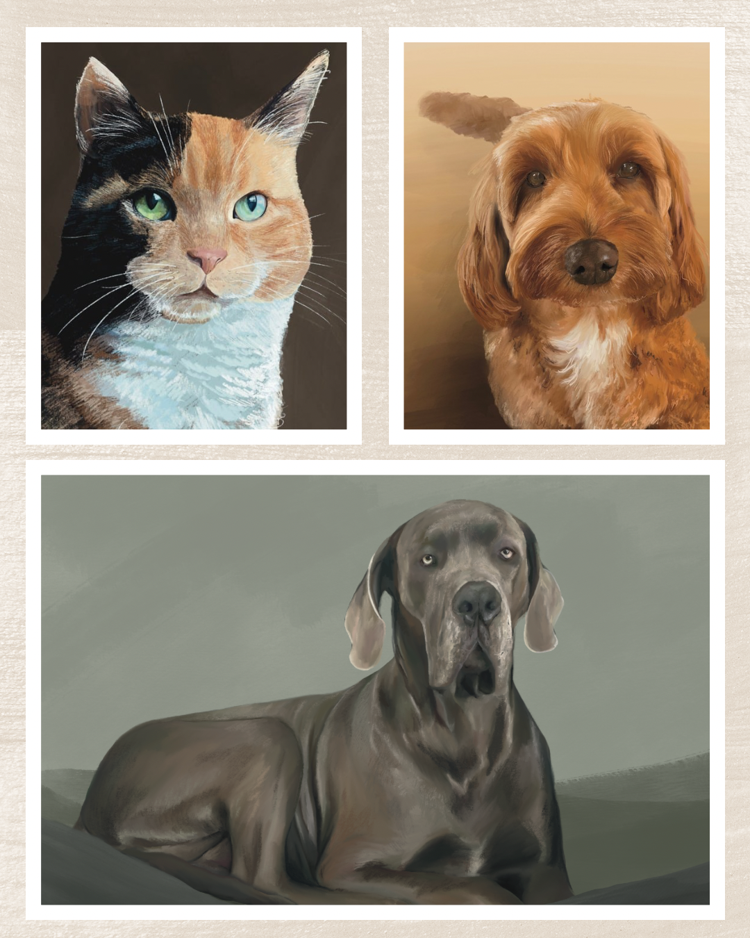 Custom Dog Portrait: Hand-Drawn A4 Art Print in 11”x14” Mount