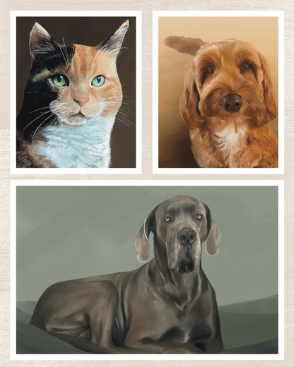Custom Dog Portrait: Hand-Drawn A4 Art Print in 11”x14” Mount