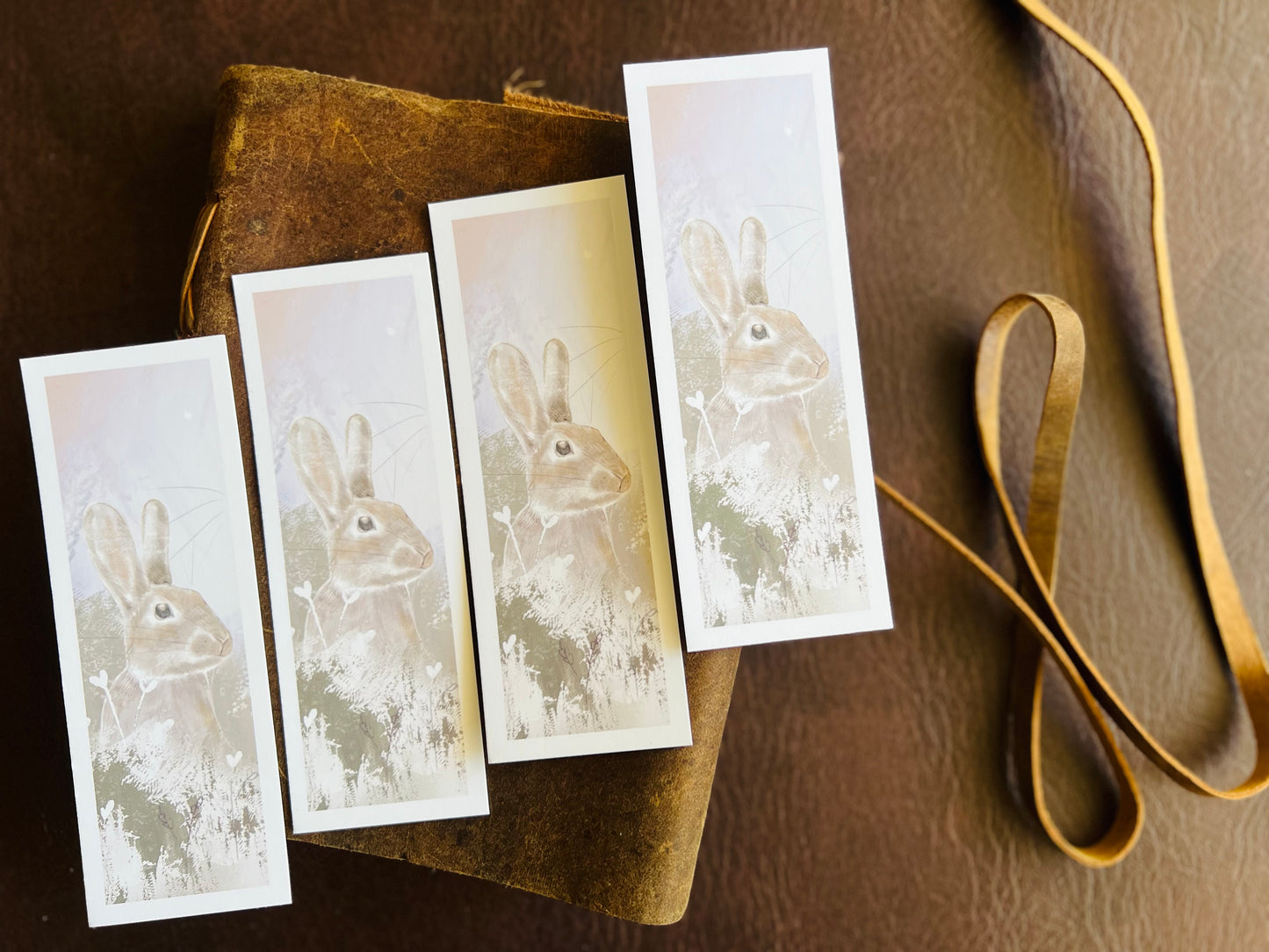 Rabbit Bookmarks - Pink Background (Pack of 4)