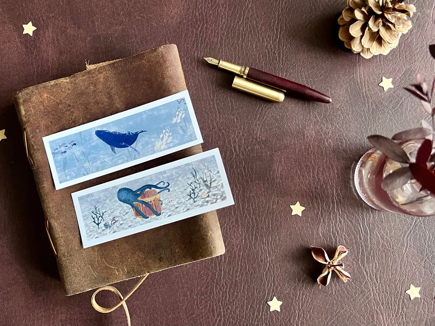 Blue Whale and Octopus Bookmark Set