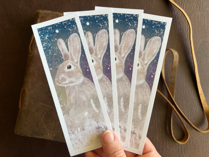 Rabbit Bookmarks - Blue Background (Pack of 4)