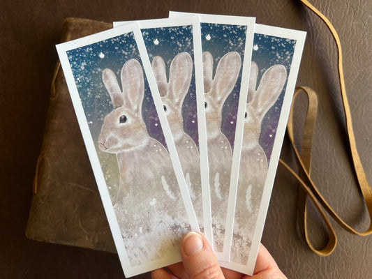 Rabbit Bookmarks - Blue Background (Pack of 4)