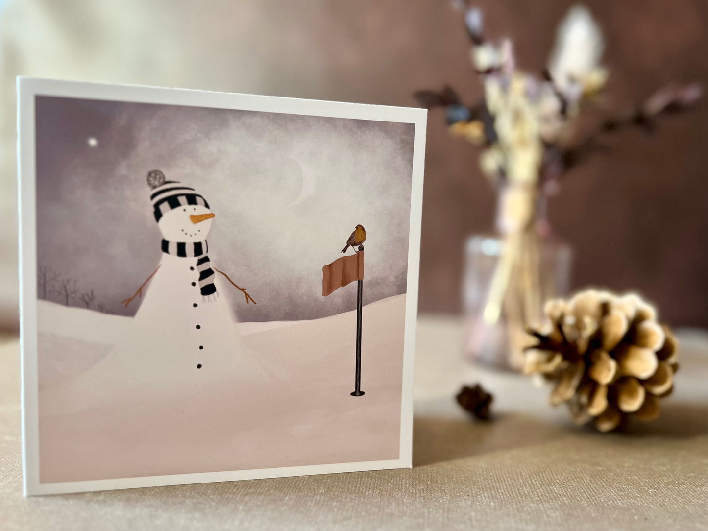 Snowman Golf Christmas Card - Customisable Football or Rugby Fan Greeting Card