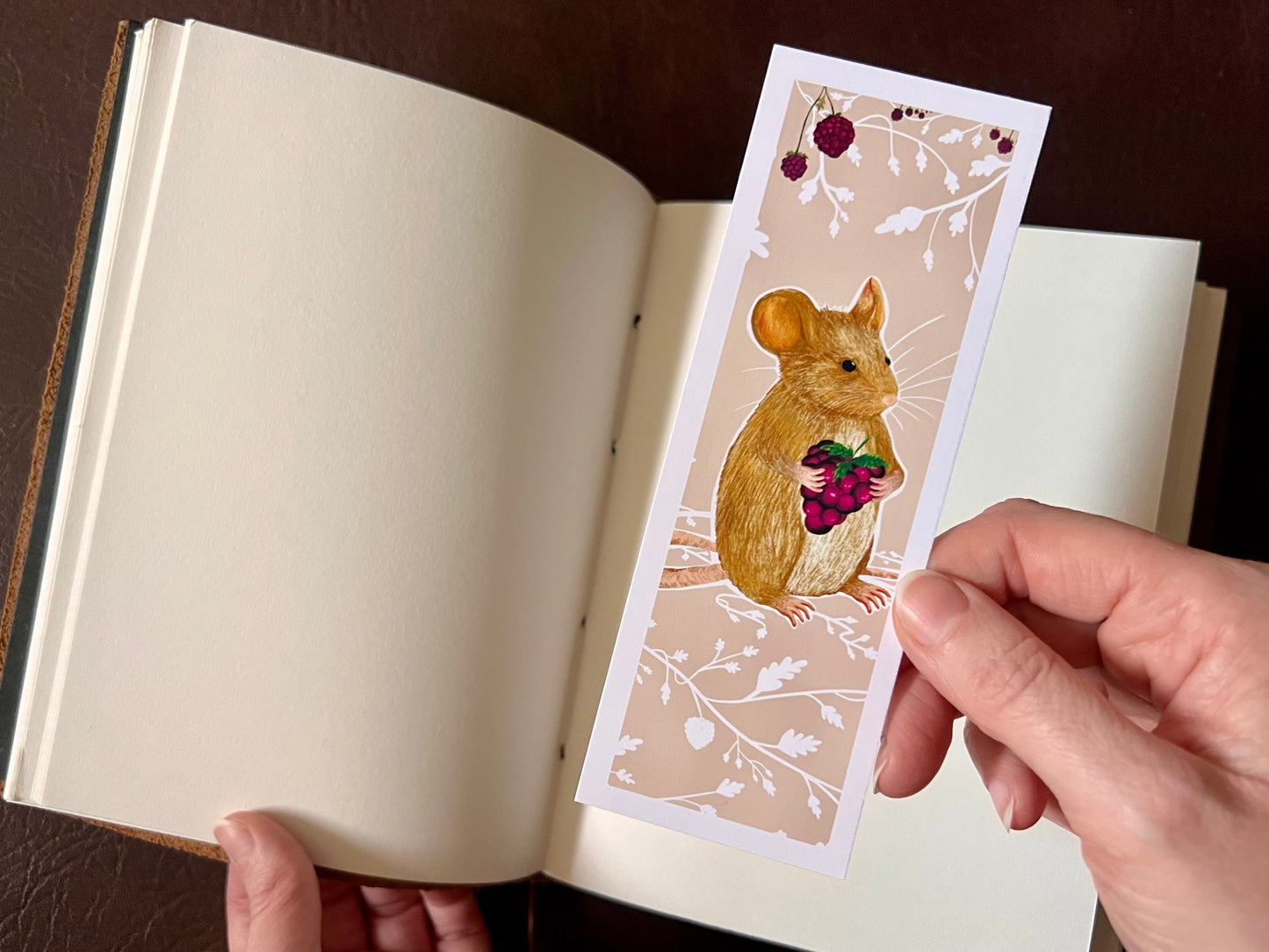 Winter Mouse & Blackberry Bookmark Set – Handmade Illustrated Bookmarks | Mouse Designs