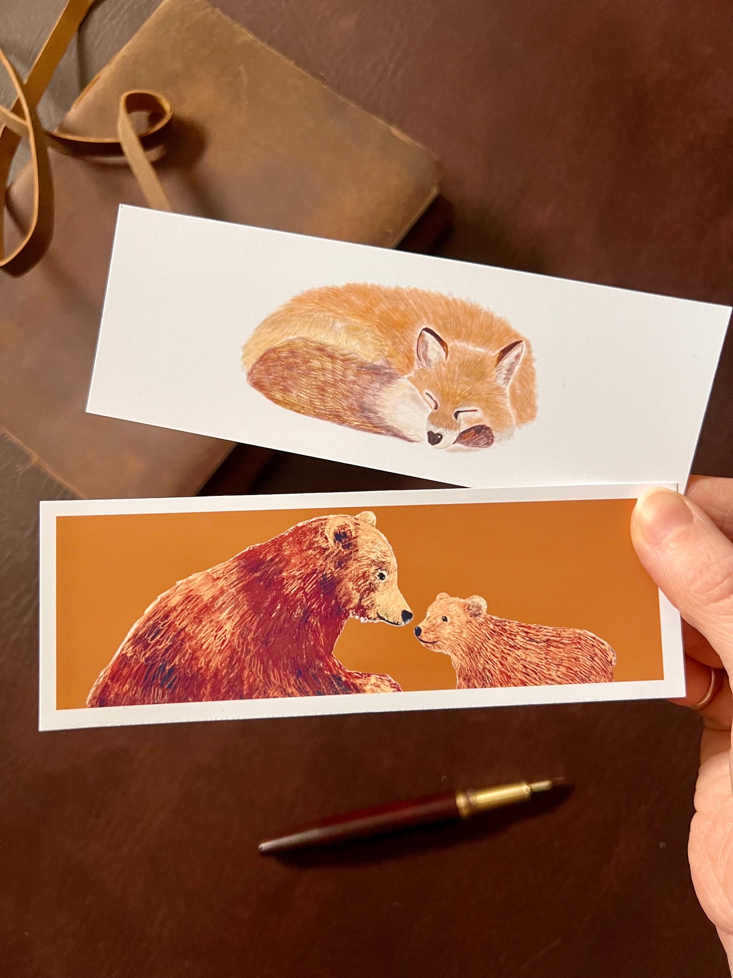 Autumn Woodland Bookmark Set – Handmade Illustrated Bookmarks | Sleeping Fox & Two Lovely Bears Designs