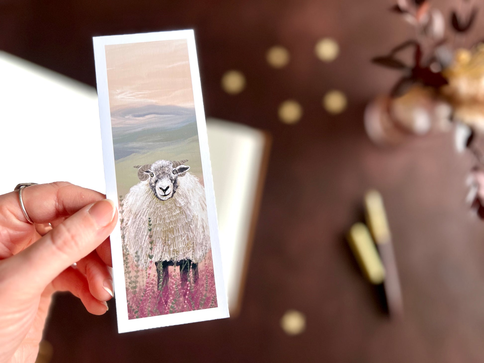 Stocking filler gift for reading lover or lover of the Yorkshire Dales. A perfect small gift for hikers, countryside lovers and animal lovers. Woolly sheep illustration printed as an artisan bookmark.