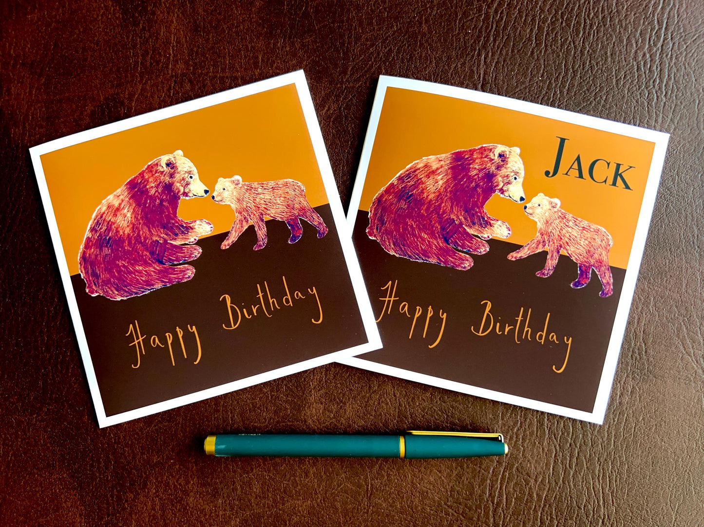 Custom Brown Bear Birthday Card for Dad or Grandad