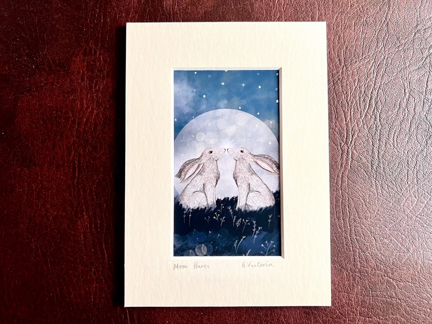 Moon Hares Art Print & Moongazing Fox ‘Love You’ Card – Romantic Woodland Animal Gift Set