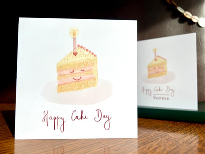 Personalised Birthday Cake Greeting Card – Add a Custom Name to this Cute & Fun Design