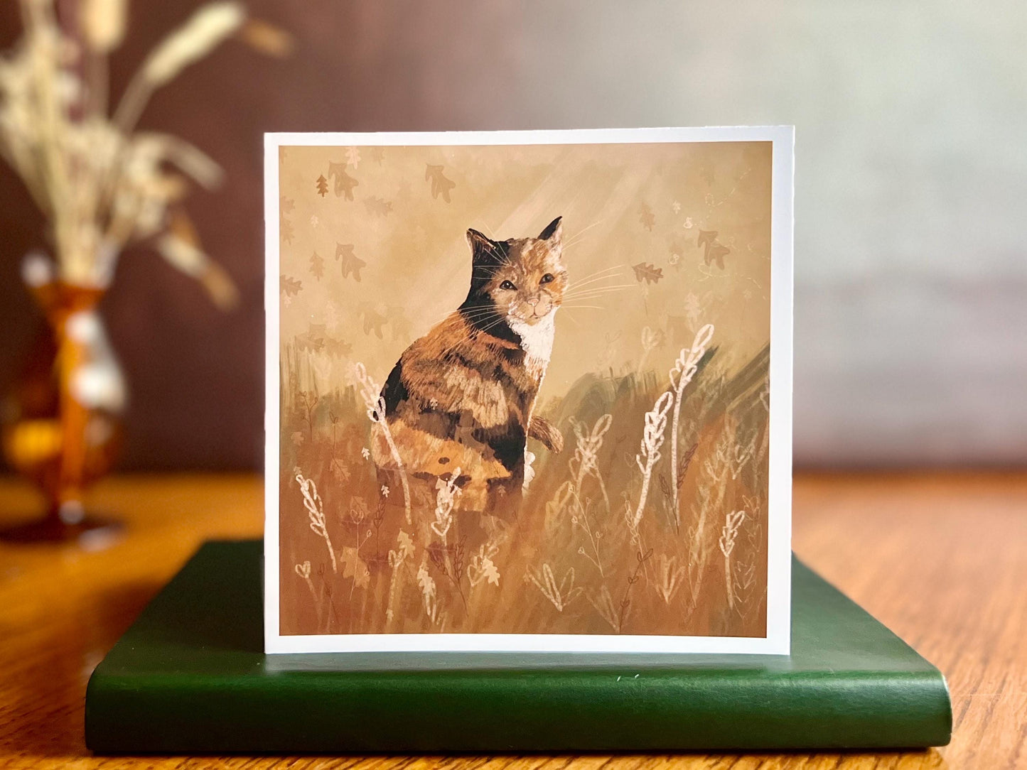 Calico Cat Illustration Greeting Card – Blank for Any Occasion | Value or Premium Options