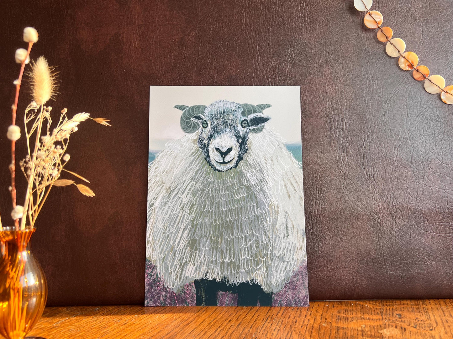 Swaledale Sheep Art Print – Close-Up Sheep Illustration – Fun Countryside Wall Art for Rustic Interiors