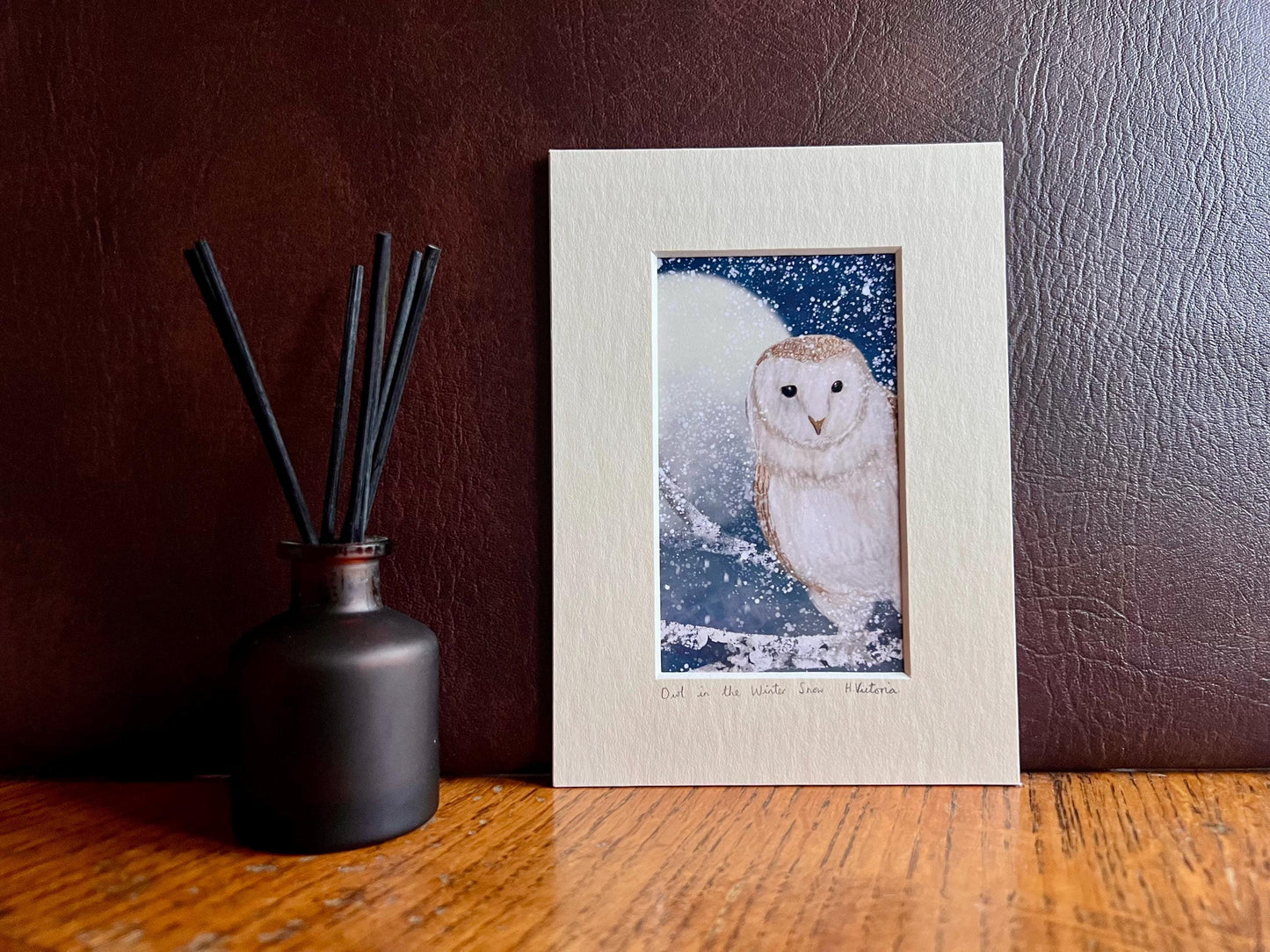 Mini Barn Owl Art Print Illustrated & Handmade by Artist Hayley Victoria | Rustic Home Decor / Small Art Gift