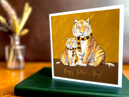 Father’s Day Card – Illustrated Tigers for Father and Son or Father and Daughter