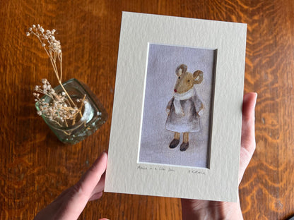 Mini Art Print – Mouse in Lilac Dress | Nursery & Gift Art by Hayley Victoria