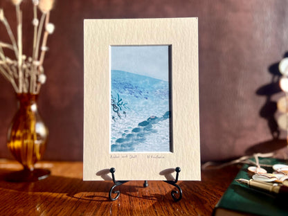 Anchor and Shells Art Print – Small Nautical Home Accent in Calm Blue