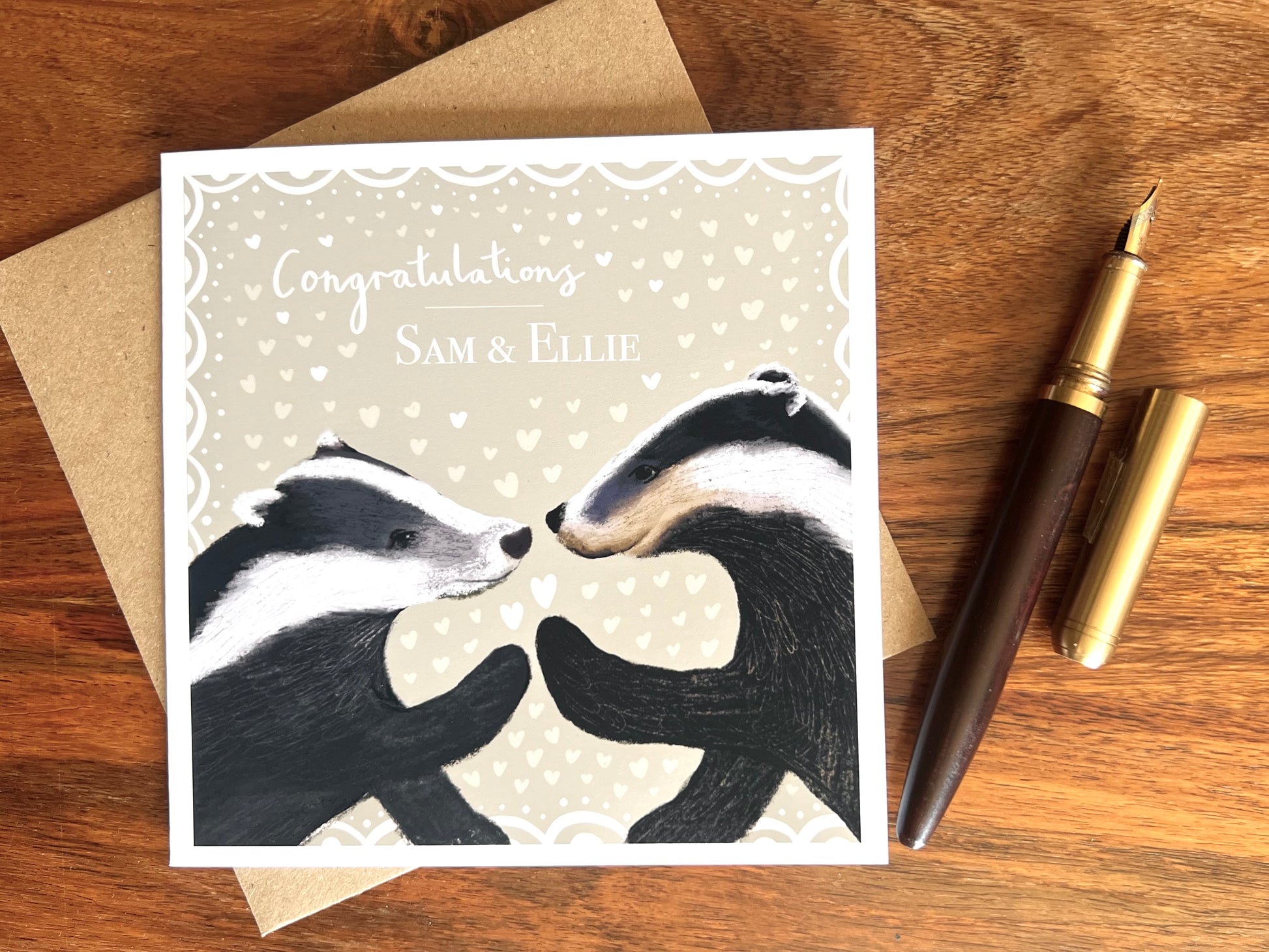 beautiful engagement card for son and partner. Congratulations. Personalised engagement card for special couple