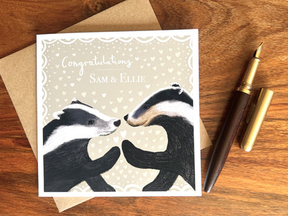 beautiful engagement card for son and partner. Congratulations. Personalised engagement card for special couple
