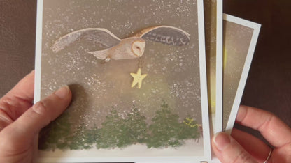 Woodland Winter Card Set – Pack of 3 Illustrated Christmas Cards – Magical Nighttime Designs