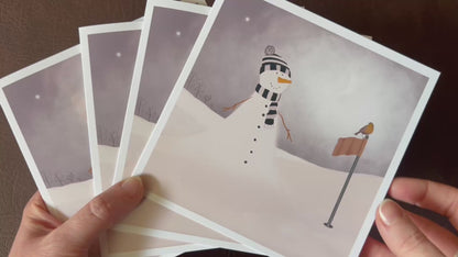 Snowman Golf Christmas Card - Customisable Football or Rugby Fan Greeting Card