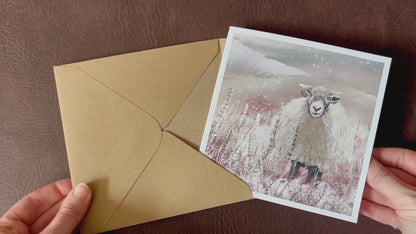 Swaledale Sheep in the Snow Greeting Card – Winter Edition – Illustrated Christmas Card