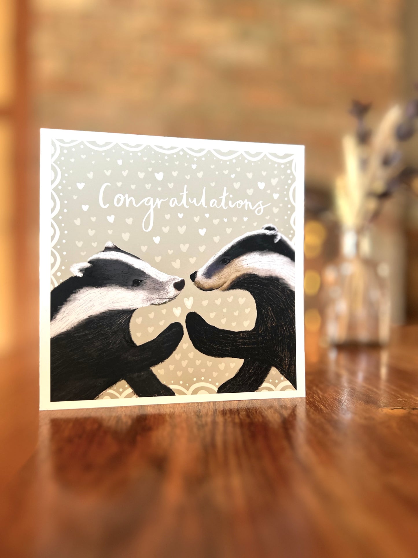 woodland animal theme engagement card for newly engaged couple. Special card for son and girlfriend / fiancé / fiancée. 